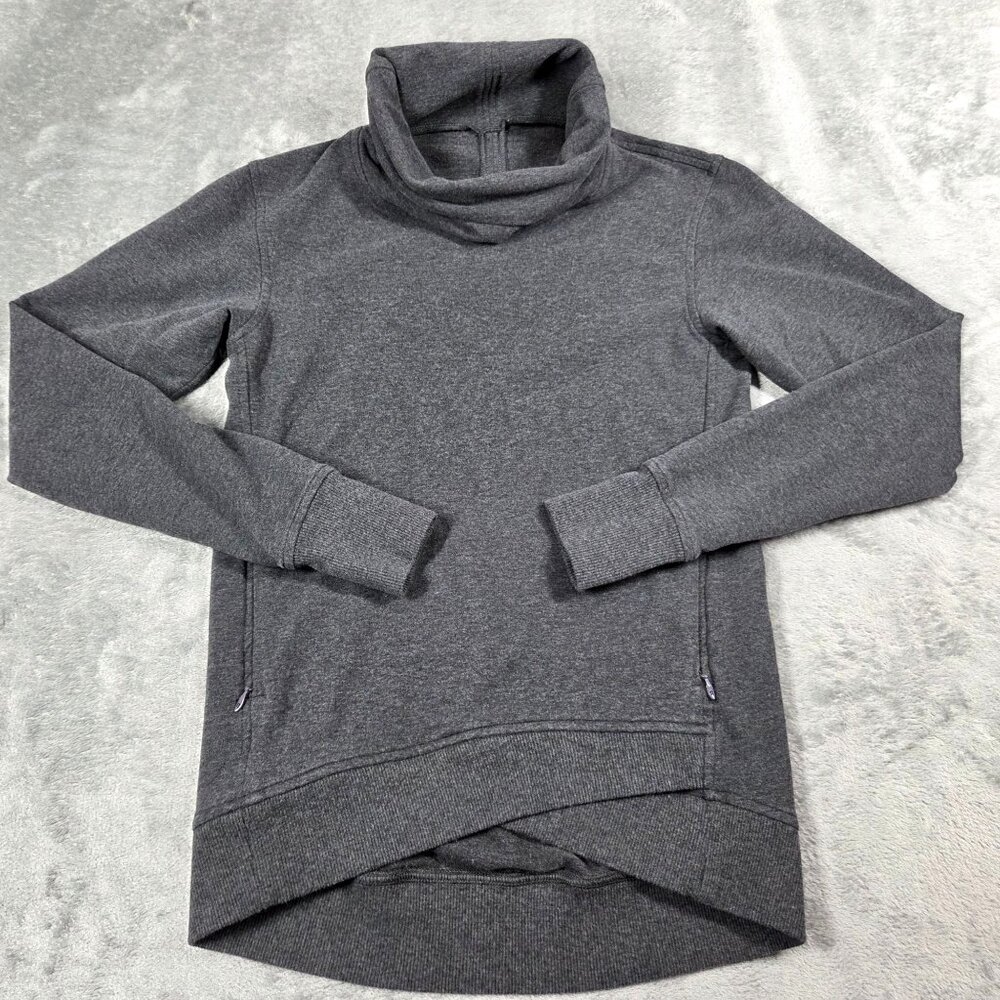 Lululemon On The Double Pullover Size 2 Heathered Dark Grey Turtleneck